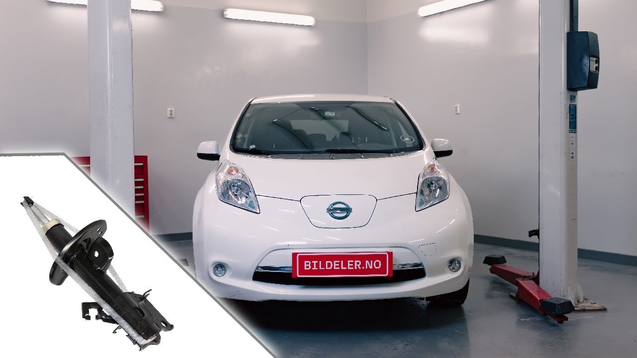 Nissan Leaf: Hvordan bytte st&oslash;tdemper og fj&aelig;rbeinslager foran - 2010 og nyere modeller