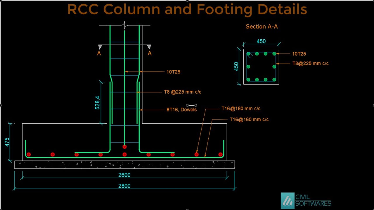 Reinforced Concrete Column and Footing | Column and Footing Reinforcement