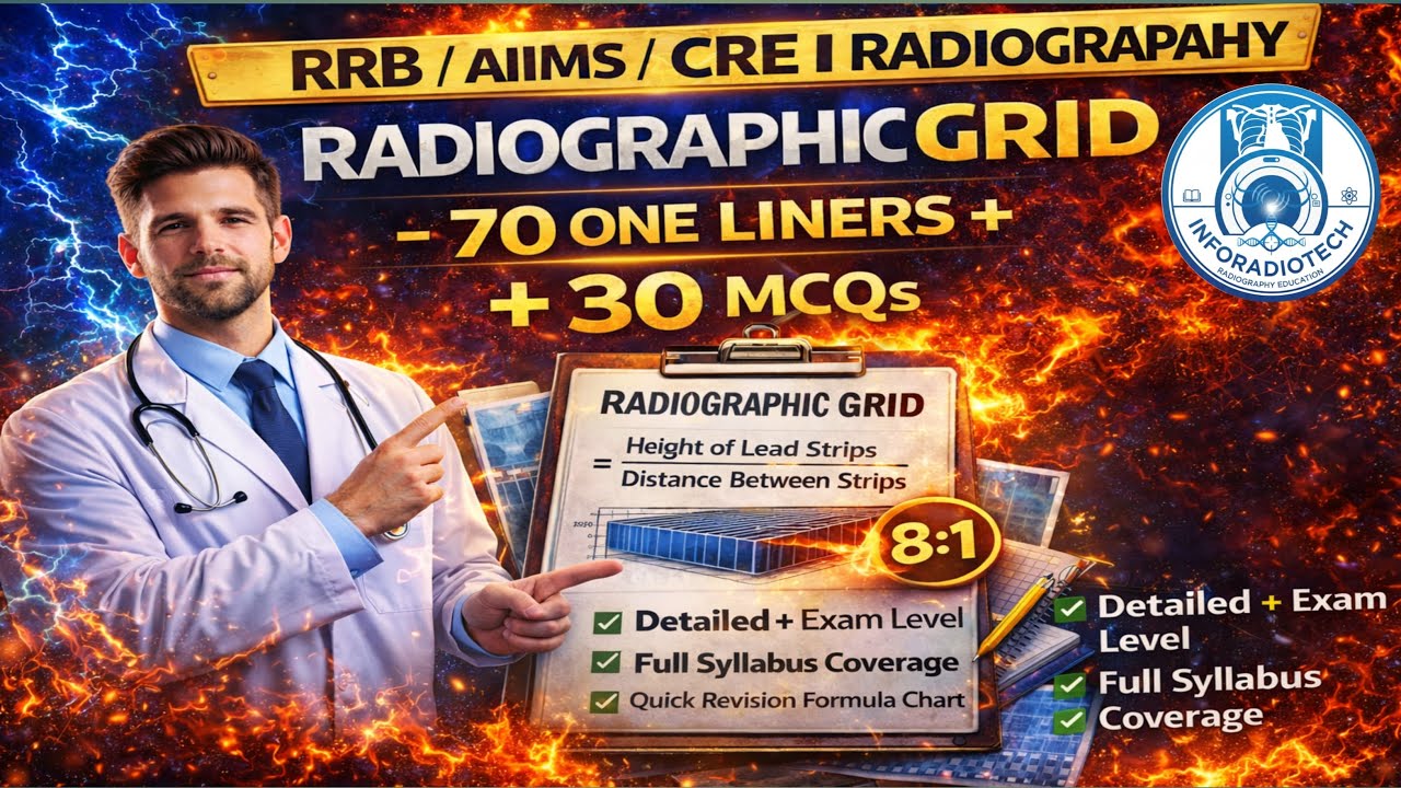 Radiographic Grid Master 🔥 70 One Liners + 30 MCQs | RRB AIIMS CRE Radiography