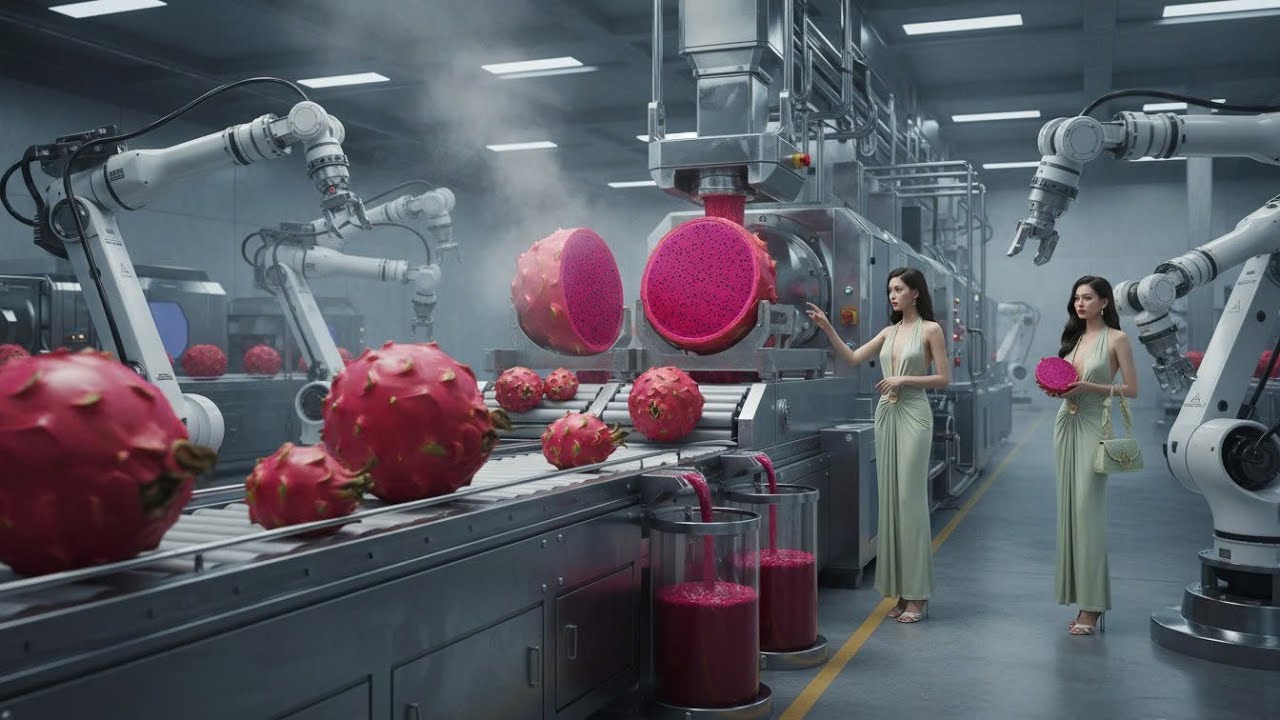 Inside the Giant Red Dragon Fruit Juice Factory: A Complete Modern Production Line Revealed