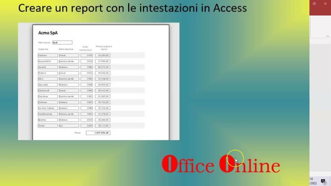 Creare un report con le intestazioni in Access