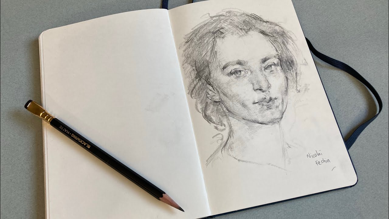 Sketchbook session: study of a Nicolai Fechin portrait
