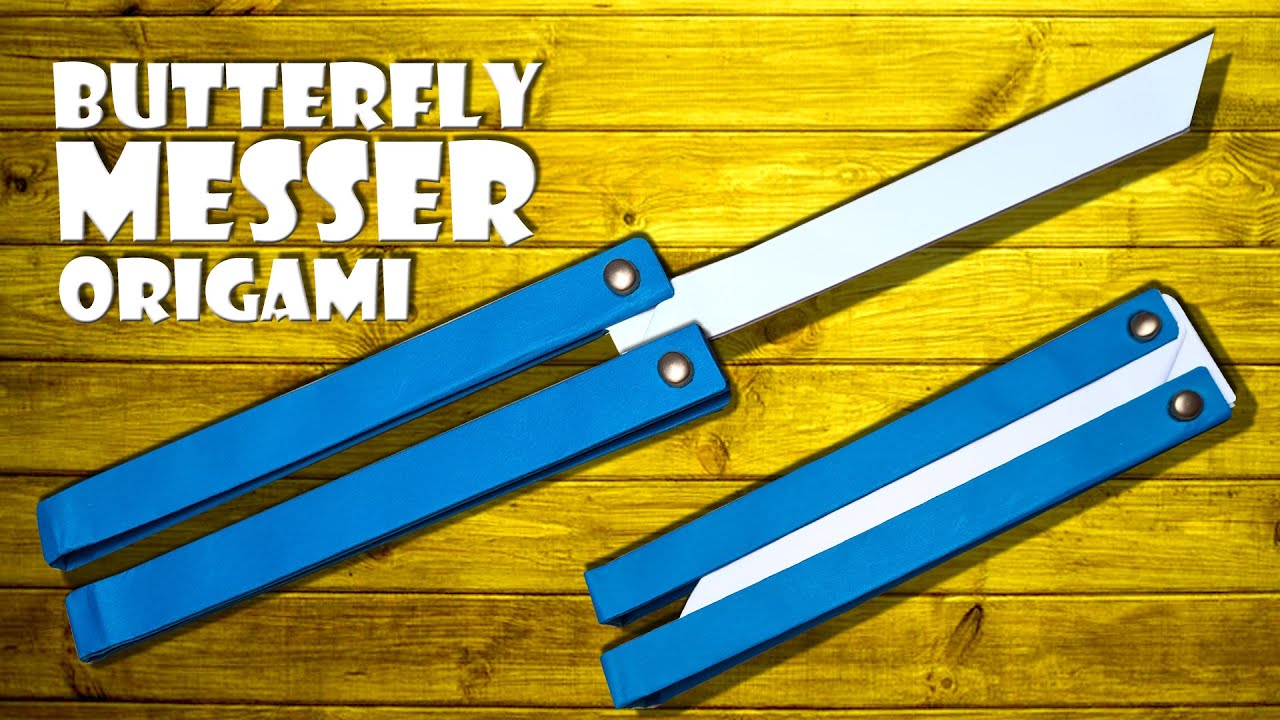 Butterflymesser Origami falten Papier Spielzeug Messer basteln - origami butterfly knife DIY [4K]