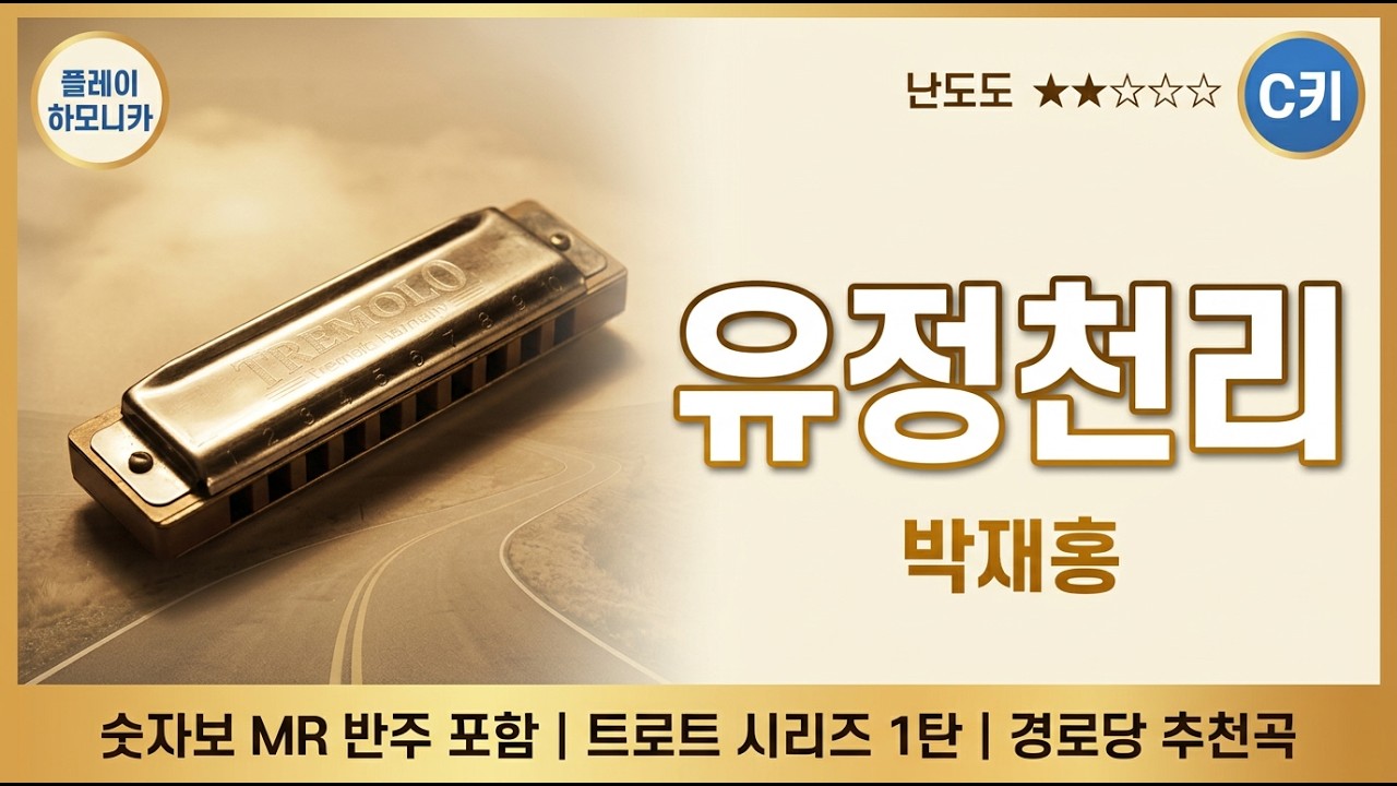 유정천리 박재홍 C키 하모니카 숫자보 ★★☆☆☆ | 하모니카 추천곡 트로트 | 트로트 시리즈 1탄 | 플레이하모니카