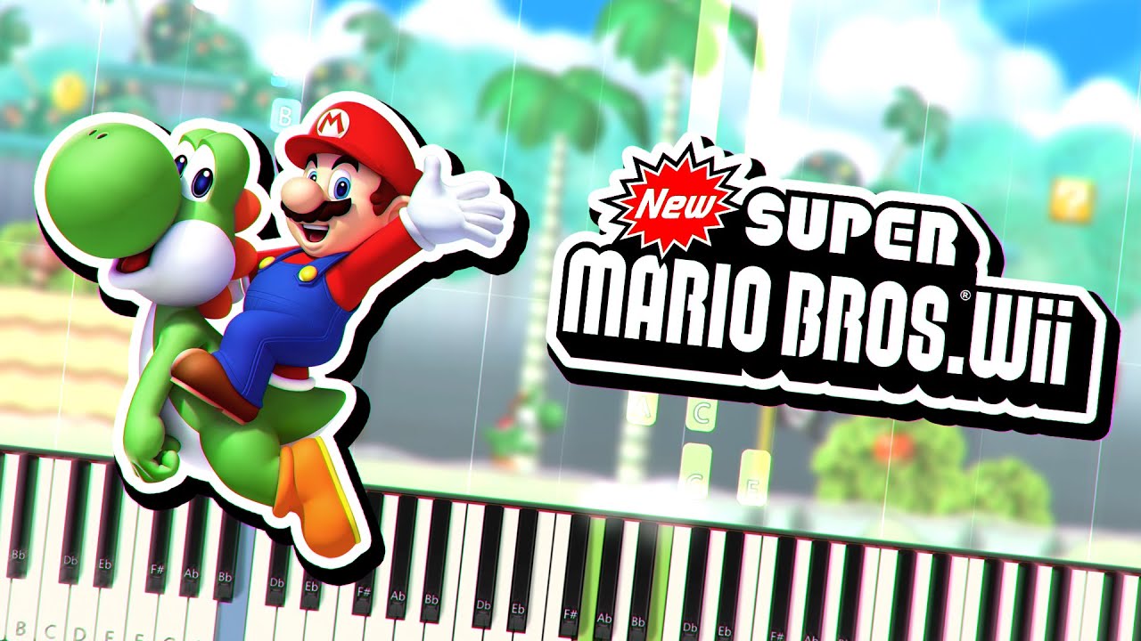 New Super Mario Bros. Wii - Beach Theme Piano Tutorial Synthesia
