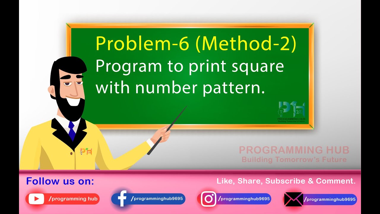 Program to print Square with number pattern (Method - 2).