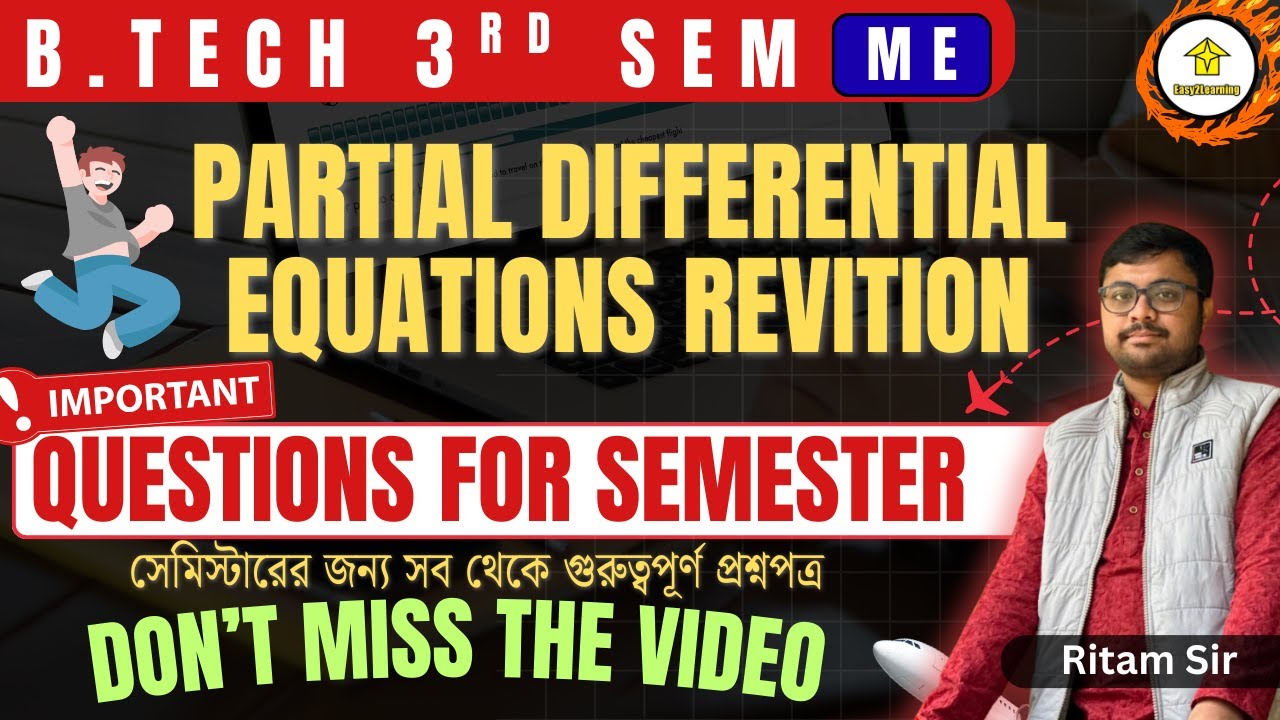 📌Partial Differential Equations Revision With Most  Important question For Sem By Ritam Sir||