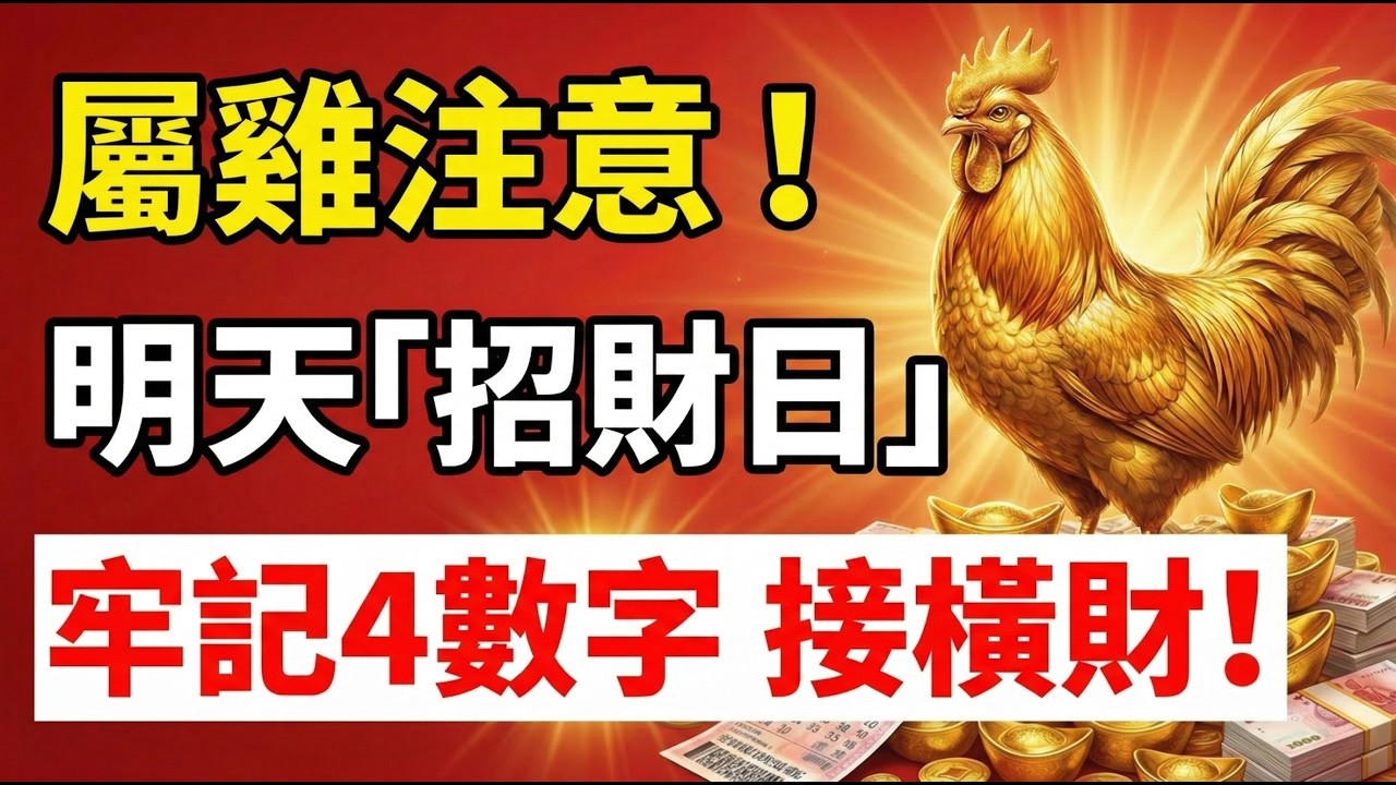 【生肖雞注意】明天3月7號，農曆正月十九是「招財日」，你的偏財旺，牢記這「4個數字」，讓你橫財有驚喜！#生肖雞2026運勢 #財運 #招財數字 #偏財運 #2026生肖雞運勢 #命理 #橫財 #風水