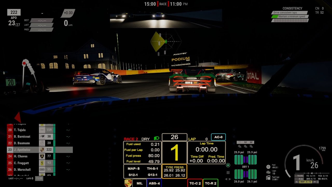 Assetto Corsa Competizione PC - Night Test Race @ Spa Francorchamps