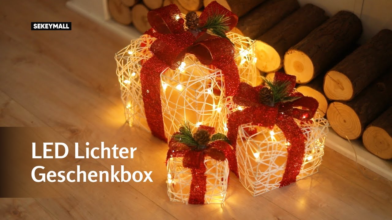 Lichter Geschenkbox Weihnachtsbaum Dekoration - Warmwei&szlig;