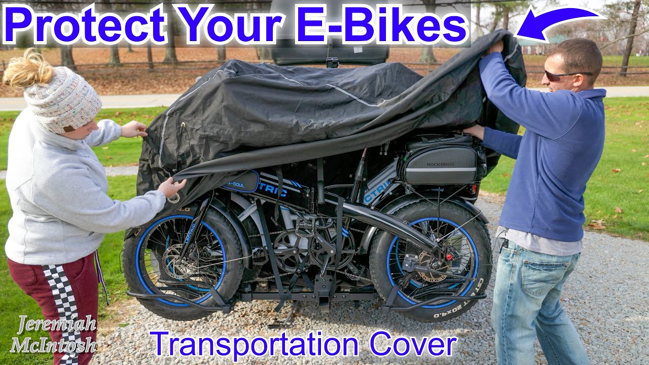 Electric Bike Transportation Cover ~ Lectric XP Ebike protection on a hitch mounted Bike Rack!