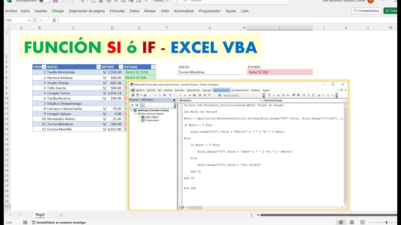 APRENDE A USAR LA FUNCIÓN SI (IF) - EXCEL VBA