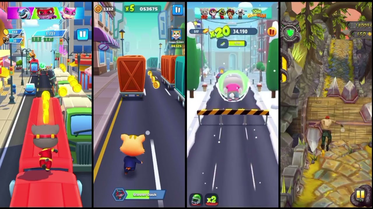 talking🏃🏼‍♀️tom hero dash 🆚 cat runner 🆚 talking tom gold run 🆚 Temple run gameplay 