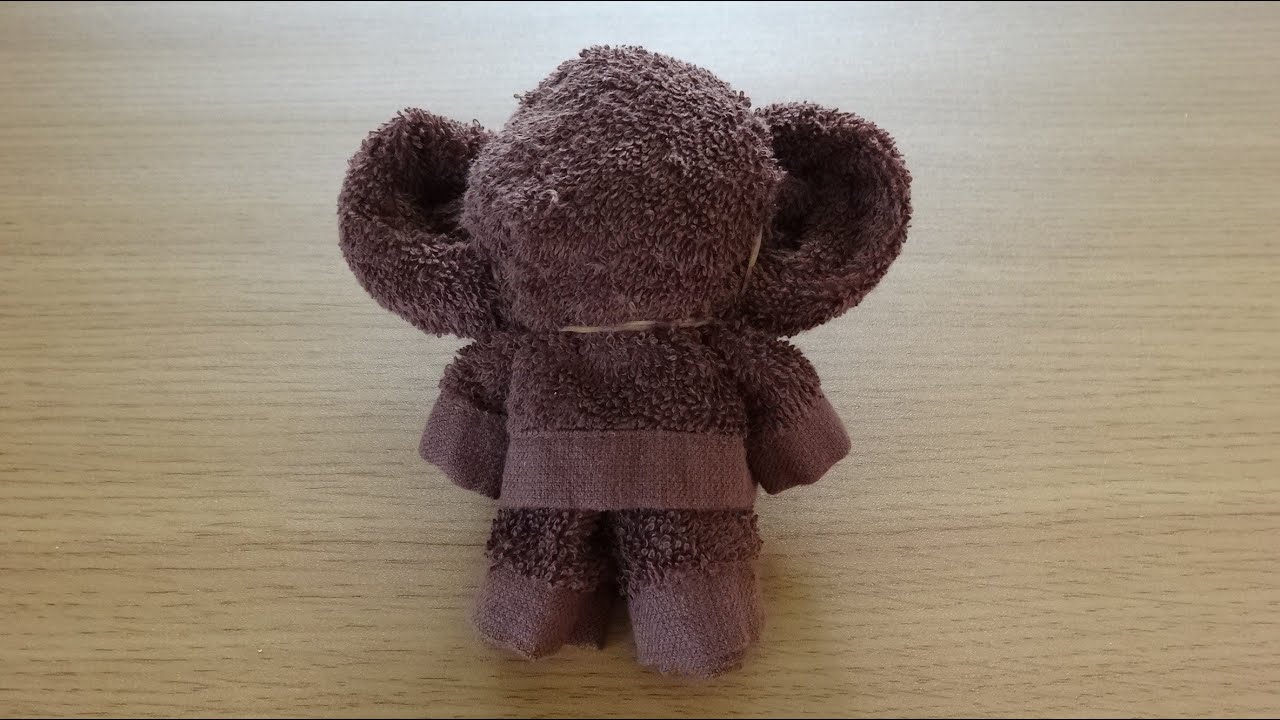 How to Make a Towel Cheburashka　タオルアート「チェブラーシカ」
