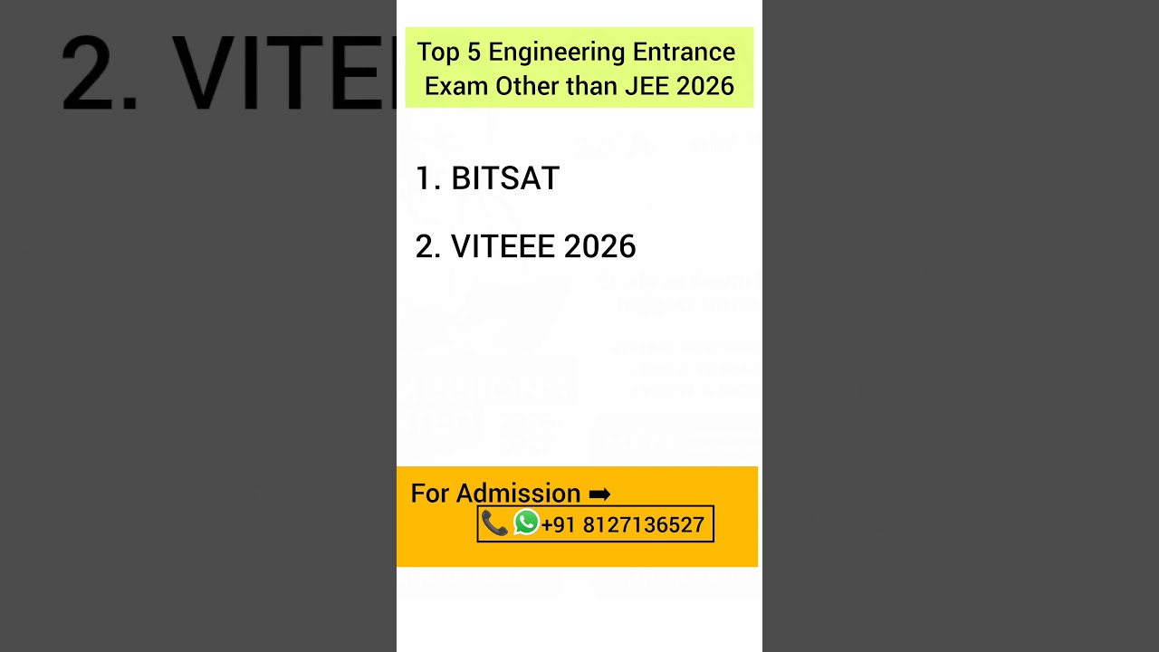 Top 5 Engineering Entrance Exam Other than JEE Mains 2026 | Top 5 BTech Entrance Exam list | Cares