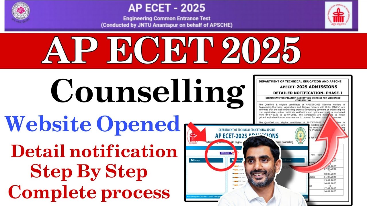 AP ECET 2025 COUNSELLING Website Open | Complete process till Joining | #apecet2025