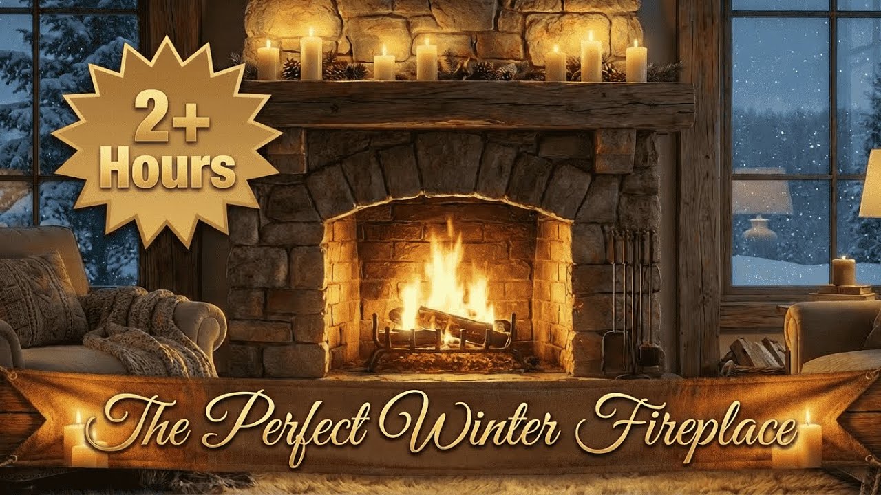 The Perfect Winter Fireplace ❄️🔥 Snowfall, Candlelight & Cozy Silence