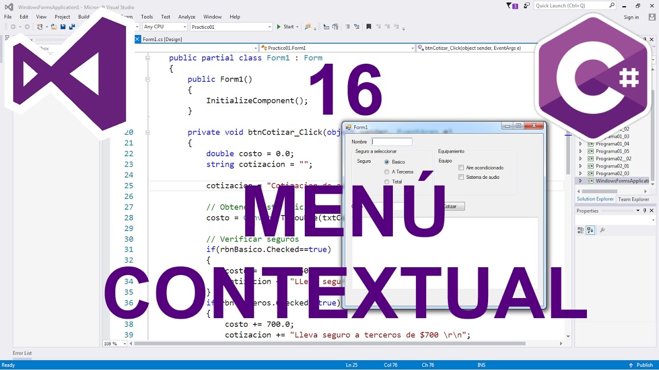 Programación Windows Forms C# 16 --- Menú Contextual