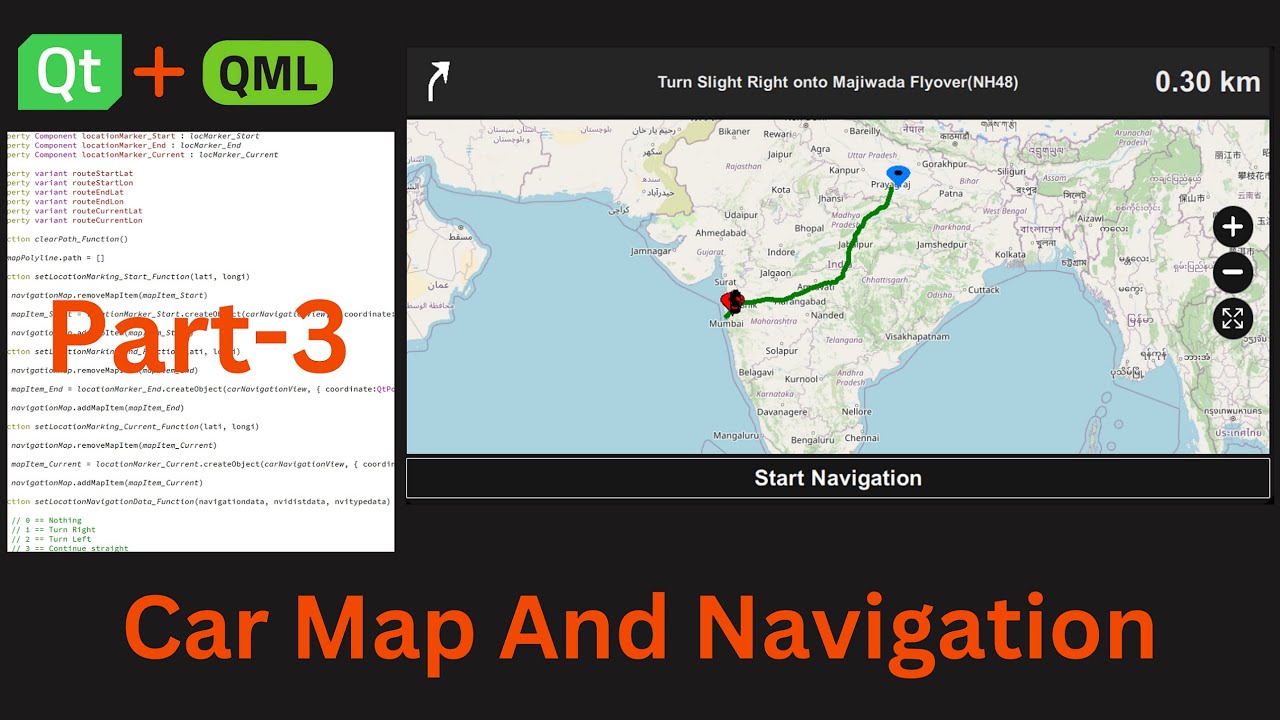 Part-3 | Qt Car HMI | Maps And Navigation System | Qt QML Tutorial