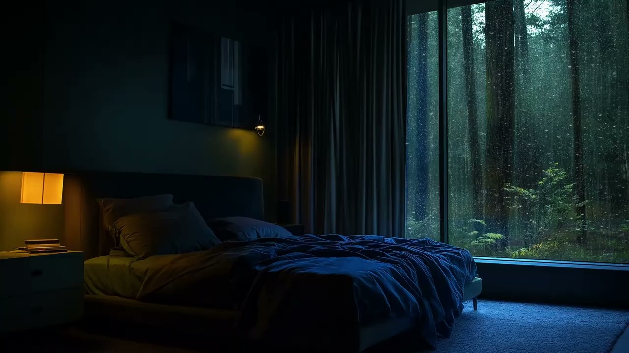 🌧️🎹 Relaxing Piano Rain Bedroom | Gentle Rain Falling Outside – 3 Hours | Calm Mind Sleep Study Work