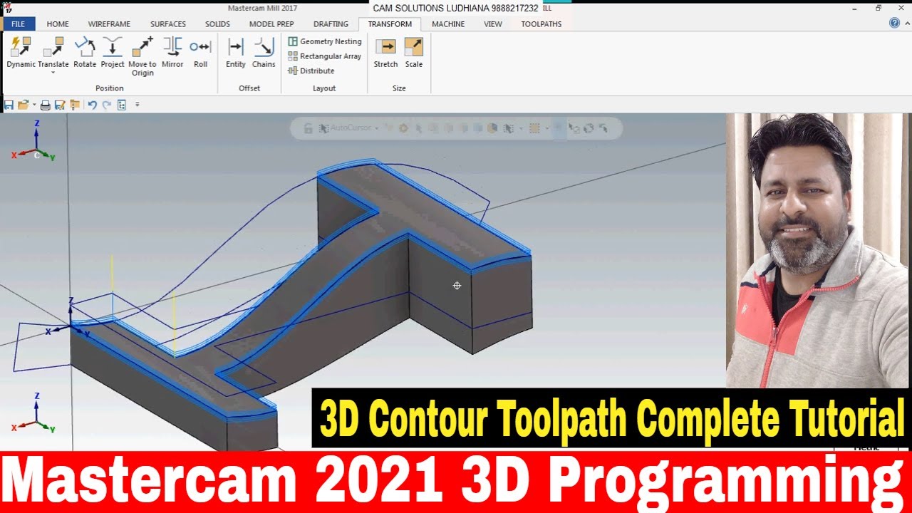 Mastercam 3D Contour Toolpath | Mastercam 2021 3d contour | mastercam 2021 3d tutorial