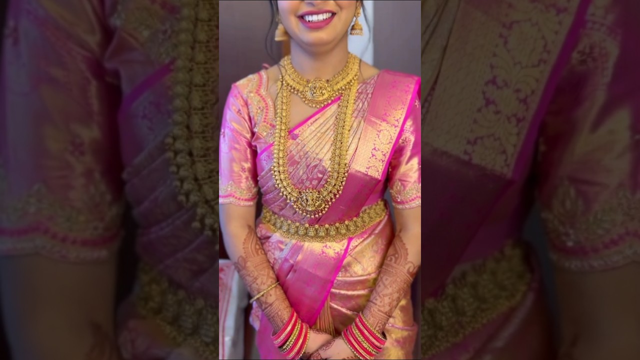 Bridal hair style and saree look  jewellery set model #shorts