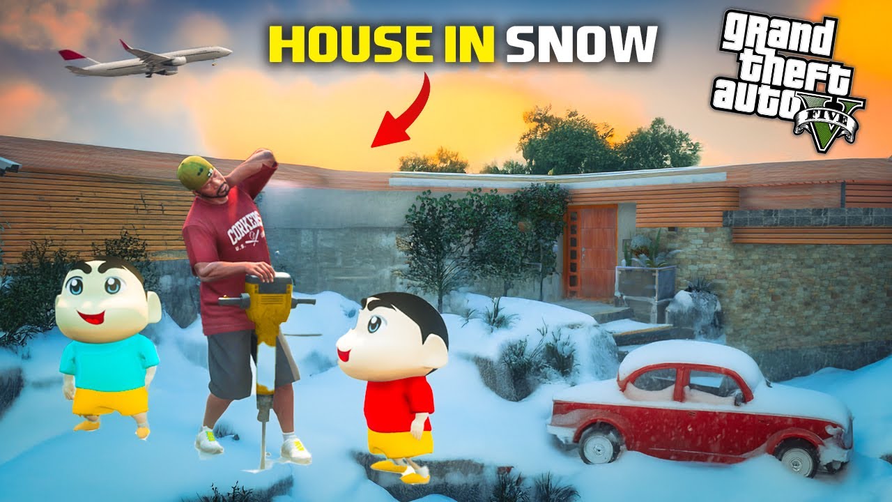 Gta 5: Franklin & Shinchan Lost In Biggest Snow Tsunami in Gta5.!( Gta5 mods )