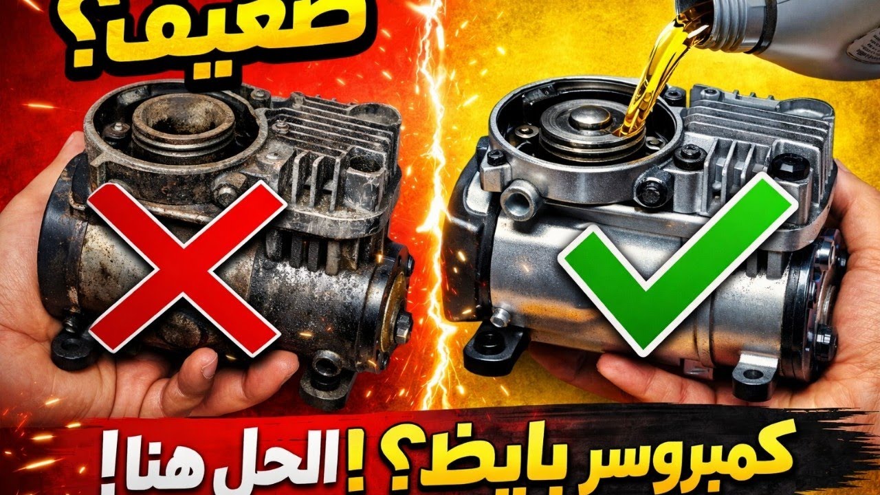 🚨 كمبروسر هواء العربية ضعيف؟ فكّه وشحّمه بنفسك ورجّعه جديد 💥🔧/ الجزء الثاني