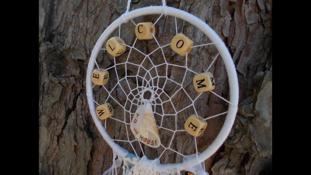 DIY - Fabrication et tissage d' un ATTRAPE REVES avec des  coquilles et perles en bois HD