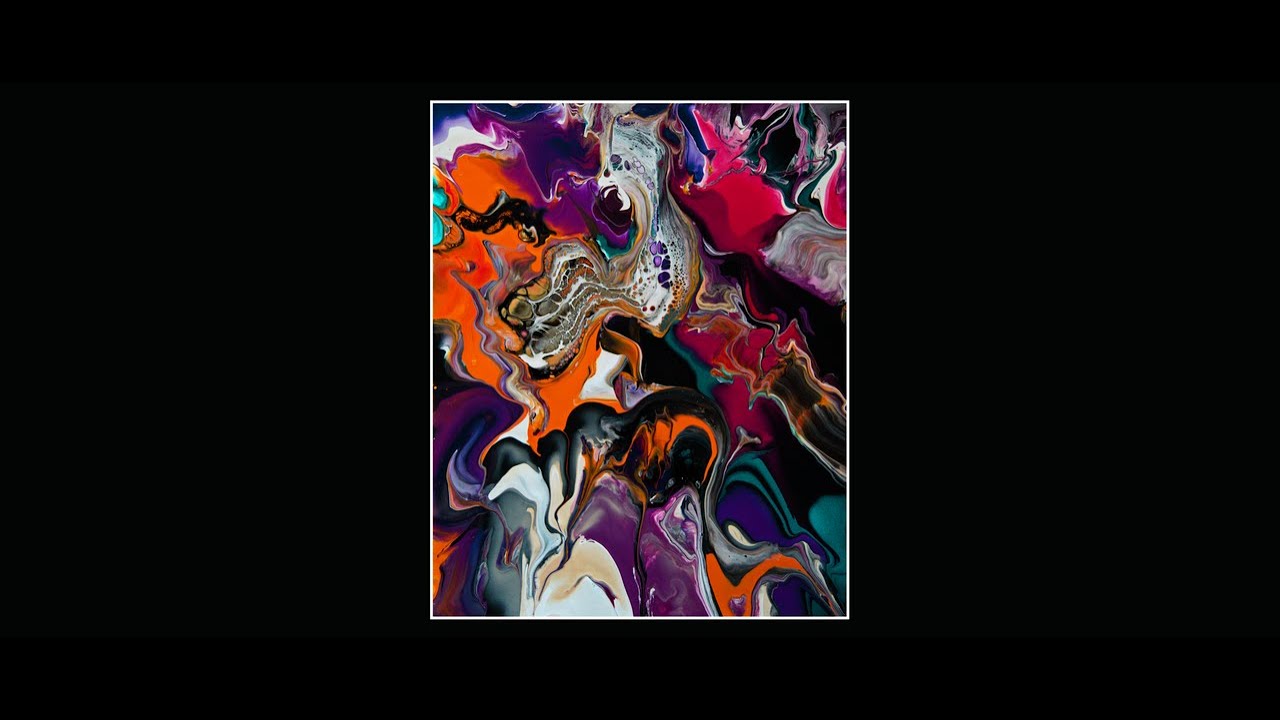 #8947 Happy Halloween Multicolored House Paint Base  & Colourarte Colors Fluid Art Abstract 10.05.22