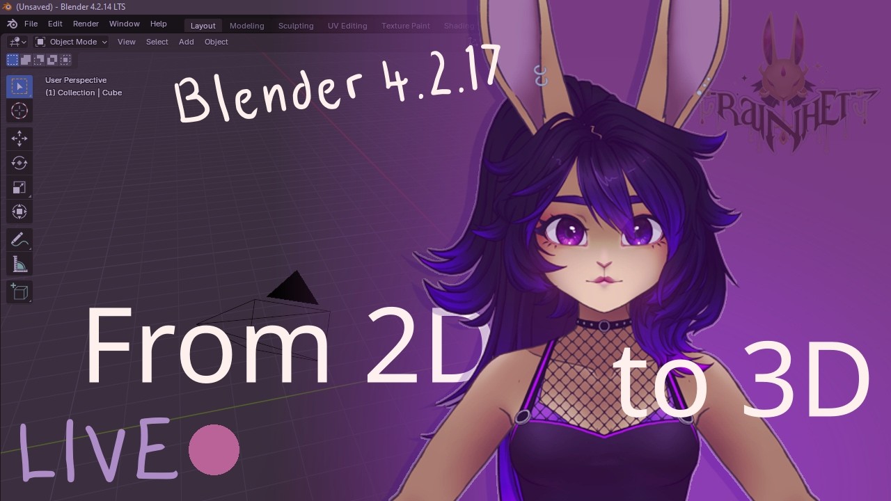 ♡ Modeling a VTuber bunny girl from scratch! Blender 3D ✧♡ Live! ✧ 08