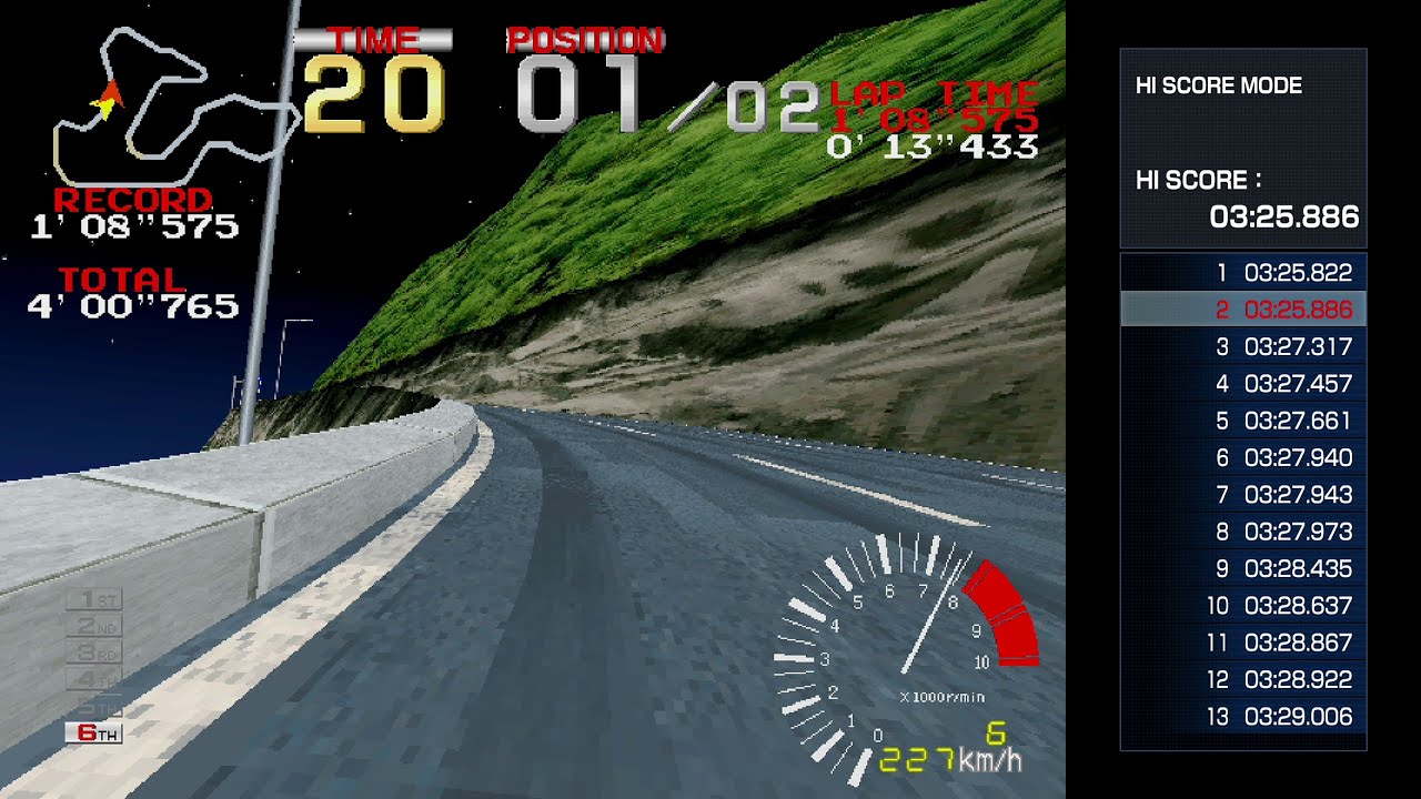 【ハイスコアモード】アーケードアーカイブス版リッジレーサー　T.T.　3’25”806