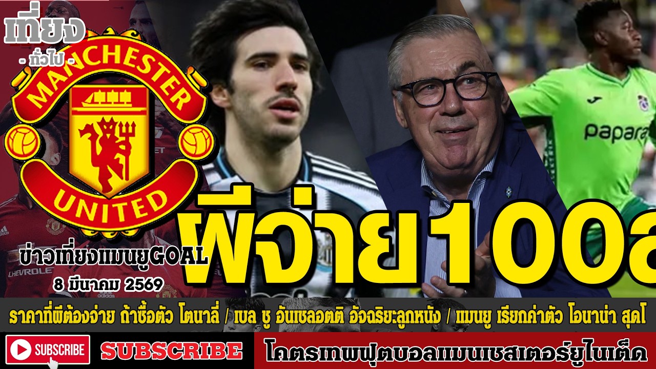 ข่าวเที่ยงแมนยูโกล์ด ราคาที่ผี ต้องจ่ายเพื่อซื้อตัว โตนาลี่,เบล ชู อันเชลอตติ อัจฉริยะ,แมนยู เรียกค่