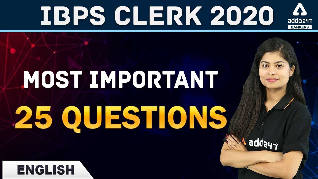 IBPS CLERK PRE 2020 | English | Most Important 25 Questions | Adda247