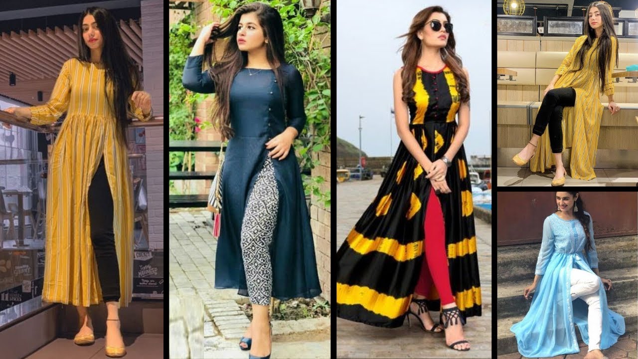New Georgette Trend Front Cut  Long Kurti Kurta frock/Gown Design l Designer Side Slit Frock Design