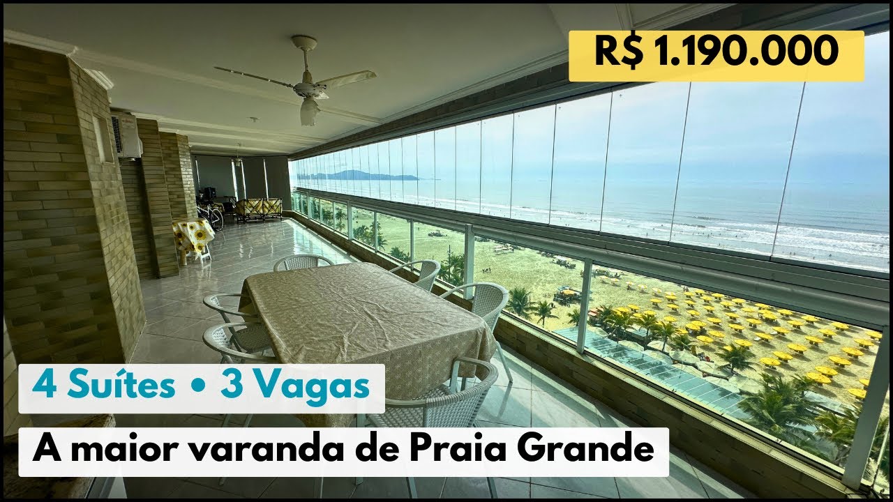 #812 Mega apartamento frente mar com 4 suítes e 3 vagas de garagem em Praia Grande-SP - Ocian 