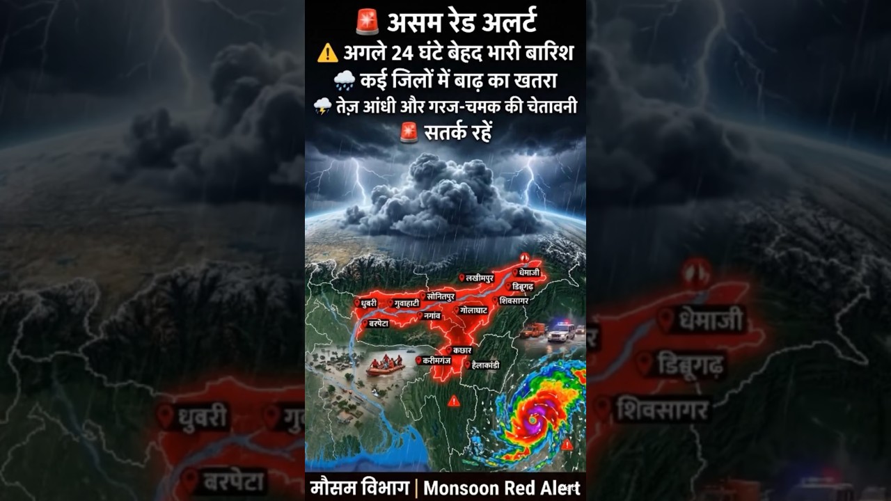 🌧️ Heavy Rain in Assam - #Assam #AssamRain #RedAlert #WeatherUpdate #Monsoon #weather #weathertoday