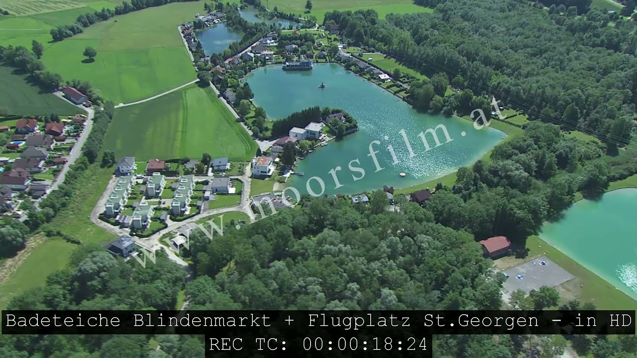 Flugaufnahmen Hubschrauber - Badeteiche Blindenmarkt + Flugplatz St.Georgen - in HD mit Timecode