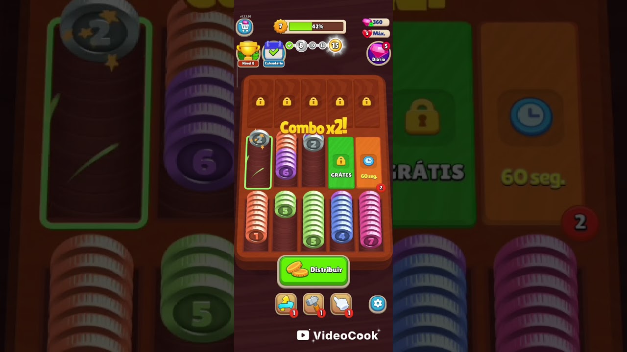 PocKet Sort Coin Merge Puzzle Lv 1 ao 8