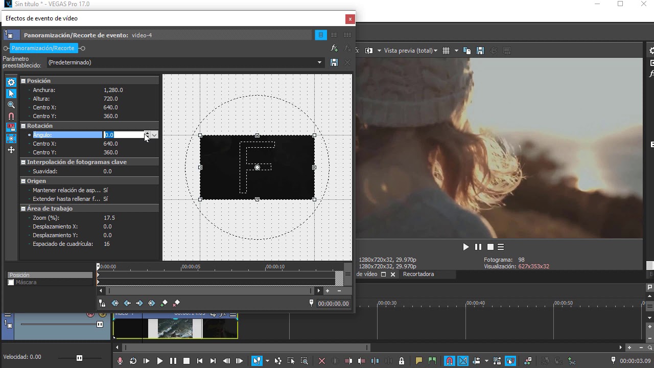 Panoramización en Vegas Pro