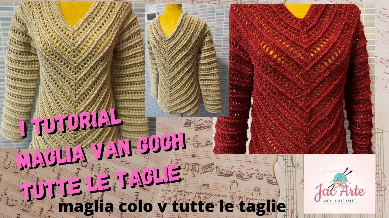 MAGLIA VAN GOGH ❤️TUTE LE TAGLIE ❤️#uncineto facile#maglia tutte le taglie #croche fácil #blusa