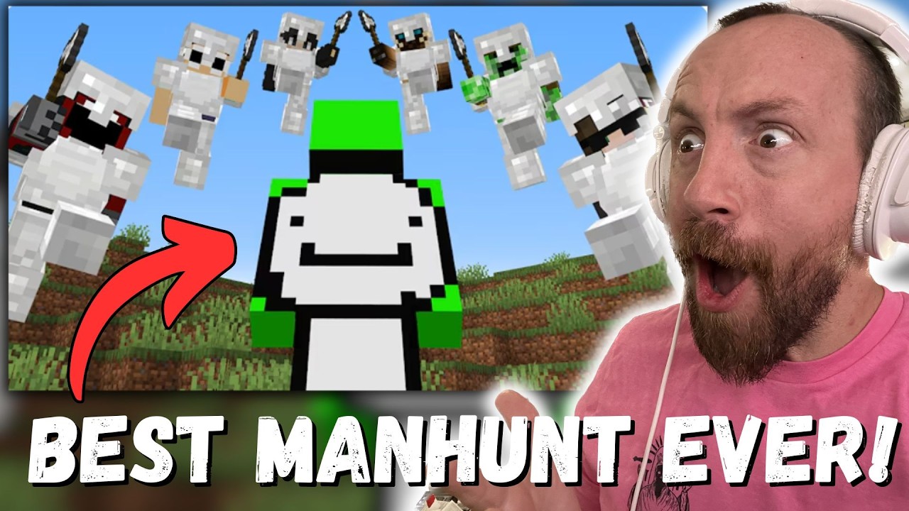 BEST MANHUNT EVER!!! Dream Minecraft Speedrunner VS 6 Hunters (FIRST REACTION!!!)
