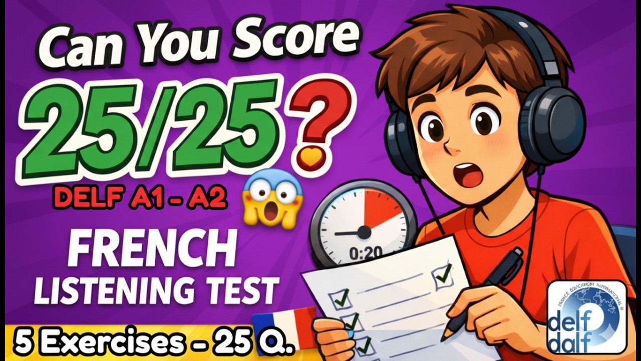 🤯🇫🇷If You Can Score 25/25, You’re A2 in French : Real DELF A1–A2 French Listening for Beginners