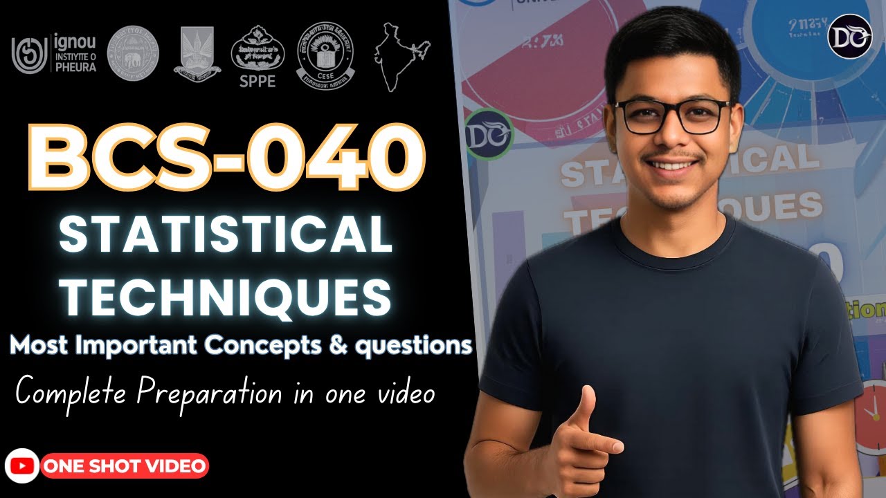 Statistical techniques in one video | BCS040 in one video | | BCS040 important questions & concepts