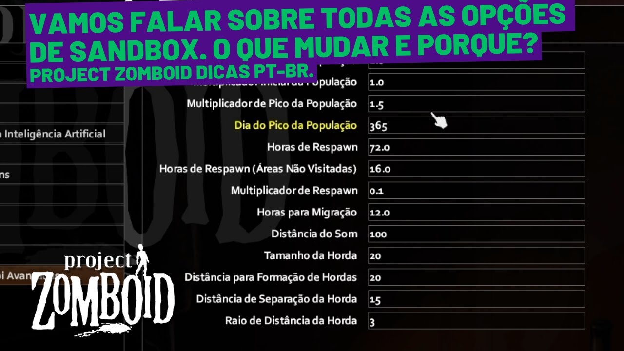 Vamos falar sobre as opções de Sandbox // Project Zomboid Tier lists Pt-Br