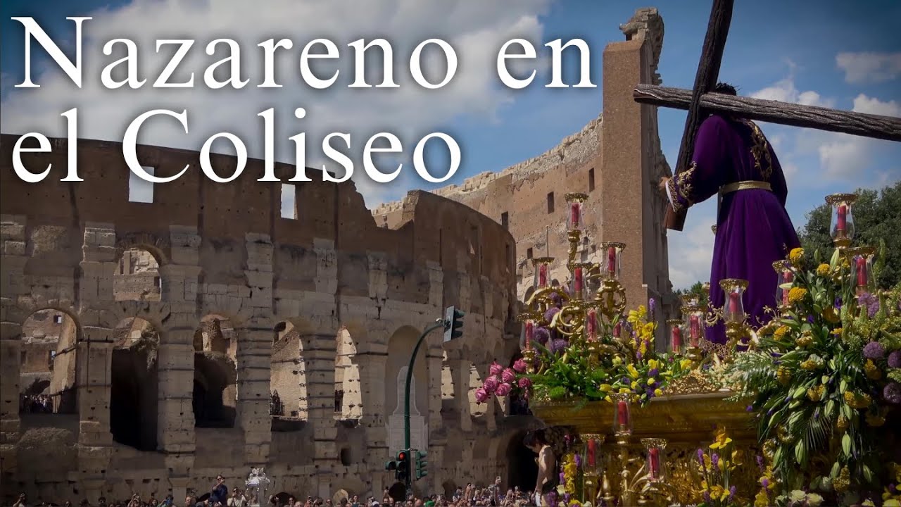 [4k] Paso del Nazareno de León por el Coliseo completo | Gran Procesión de Roma 2025 | Jubileo