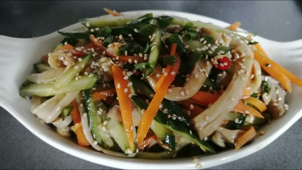 CUCUMBER, MUSHROOM, AND CARROT SALAD