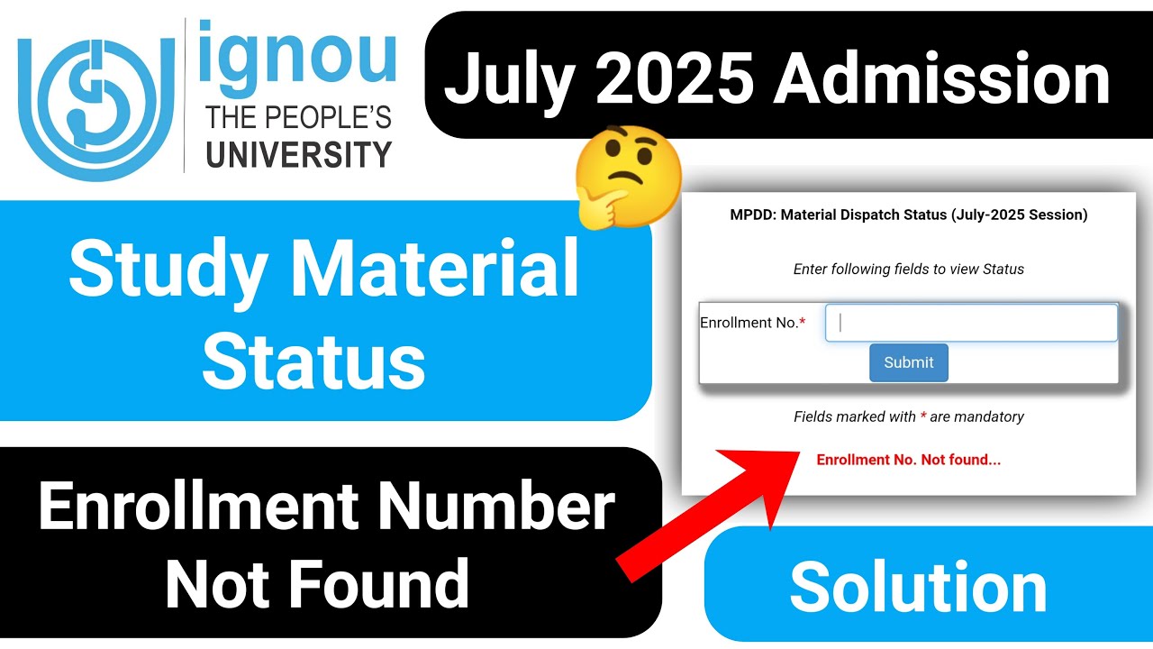 IGNOU Study Material Status Not Found Solution क्या है? IGNOU Admission 2025 July Session Books