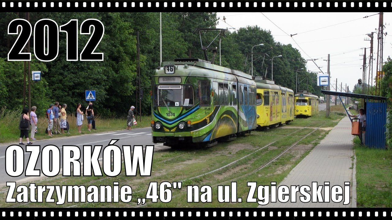 Ozorków. Zatrzymanie tramwajów linii 46 na ul. Zgierskiej; 4.07.2012 r.