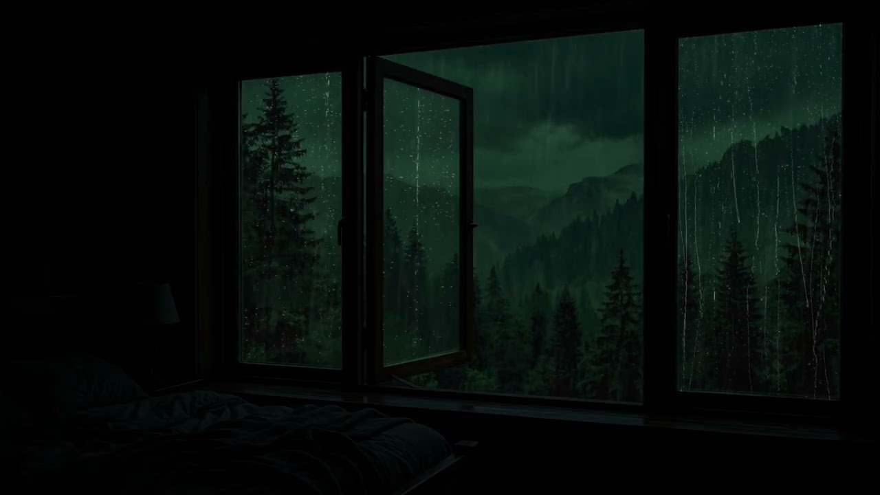 Gentle Midnight Rain Outside the Window | Peaceful Bedroom Ambience for Deep Sleep and Relaxation